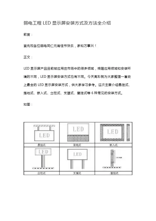 弱电工程LED显示屏安装方式及方法全介绍