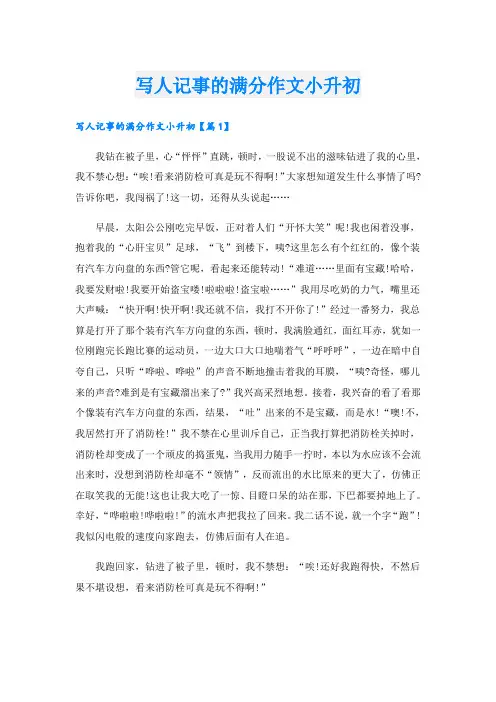写人记事的满分作文小升初