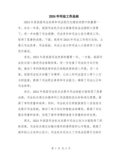 2024年司法工作总结