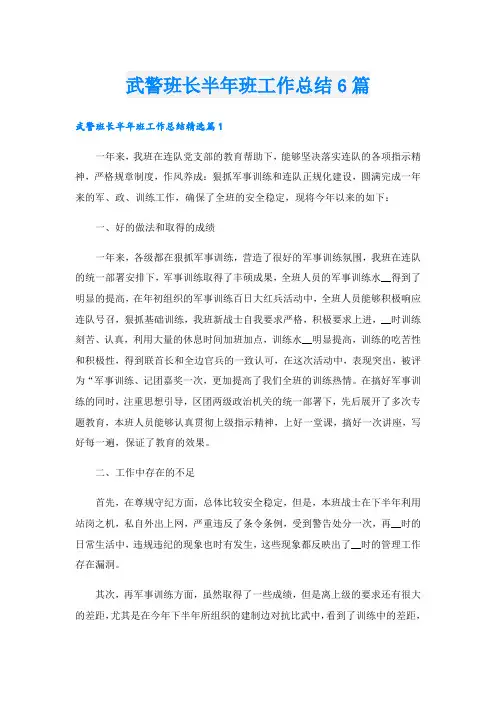 武警班长半年班工作总结6篇