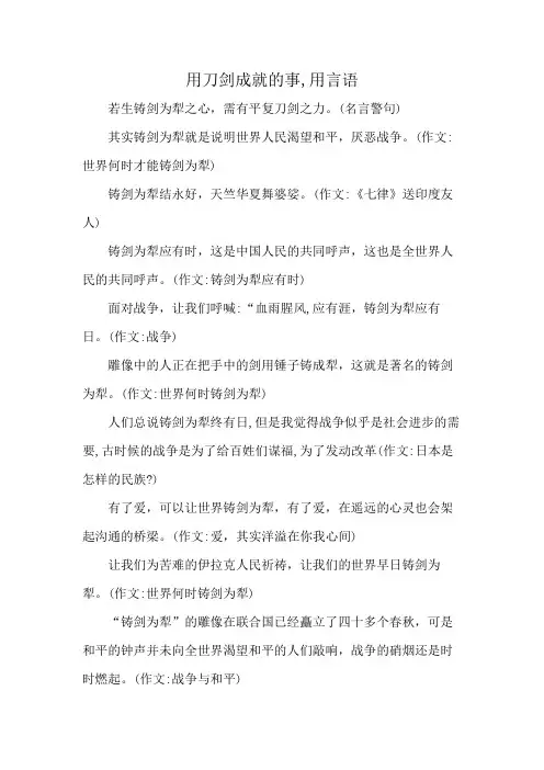 用刀剑成就的事,用言语