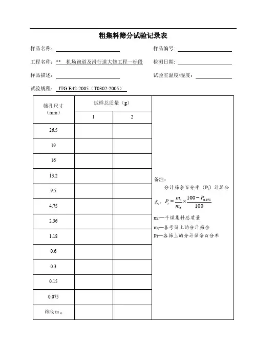 粗集料检测原始记录表1