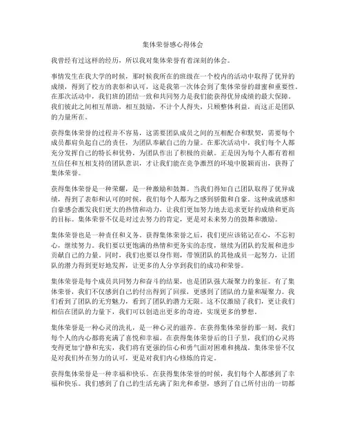 集体荣誉感心得体会
