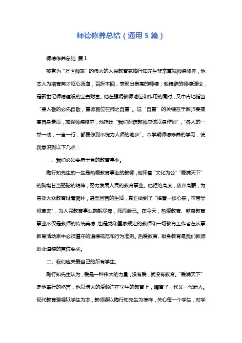 师德修养总结(通用5篇)
