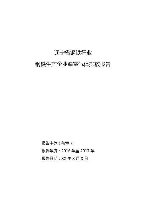 钢铁行业-钢铁生产企业2016-2017年度碳排放报告模板
