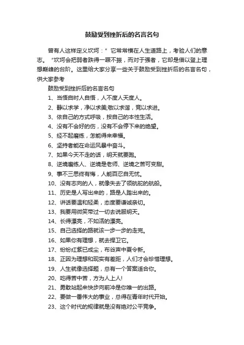 鼓励受到挫折后的名言名句