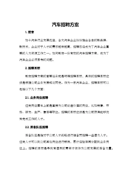 汽车招聘方案