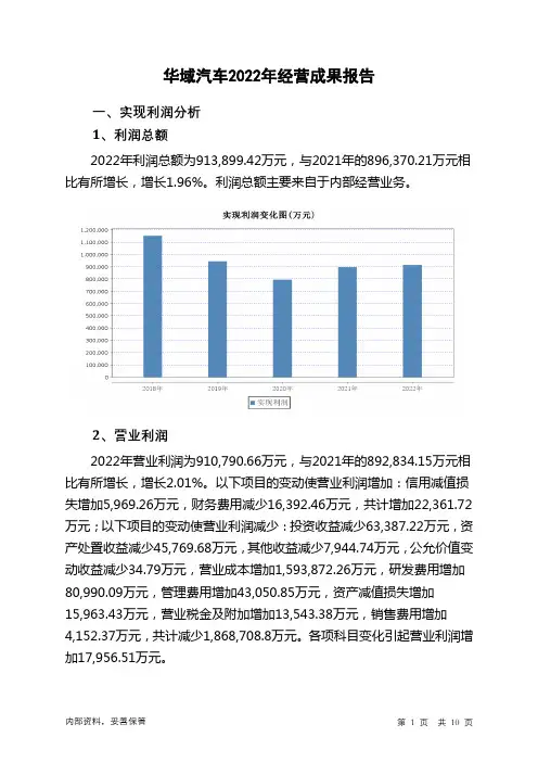 600741华域汽车2022年经营成果报告