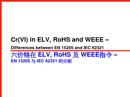 六价铬在 ELV, RoHS 及 WEEE指令