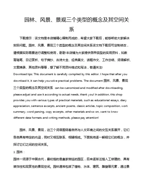 园林、风景、景观三个类型的概念及其空间关系