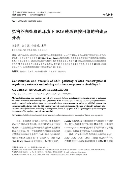 拟南芥在盐胁迫环境下SOS转录调控网络的构建及分析