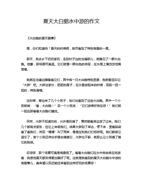 夏天大白鹅水中游的作文