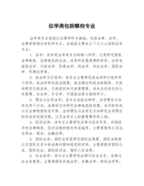 法学类包括哪些专业