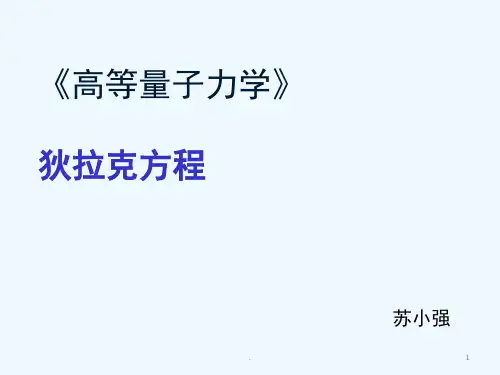 狄拉克方程PPT精品文档