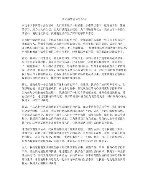 活动感想感悟怎么写