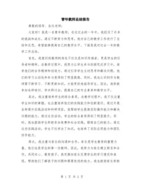 青年教师总结报告
