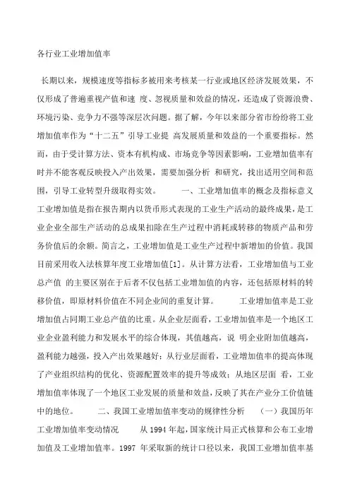 各行业工业增加值率