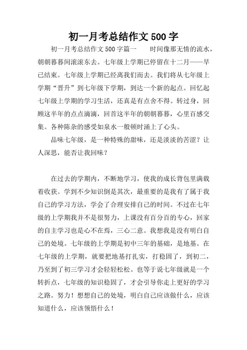 初一月考总结作文500字
