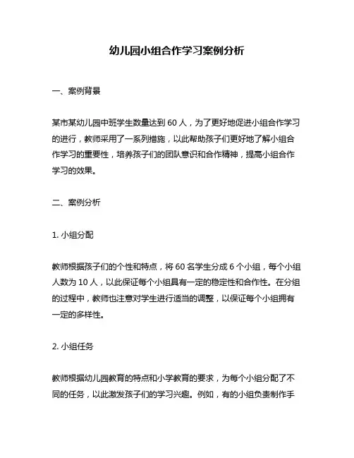 幼儿园小组合作学习案例分析