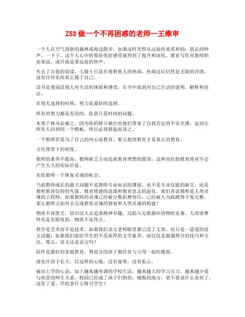 Z53做一个不再困惑的老师--王维审