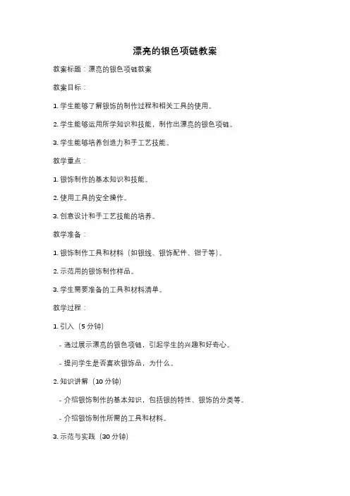 漂亮的银色项链教案