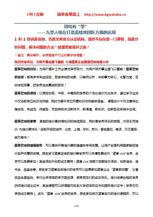 《九型人格在团队建设方面的运用》