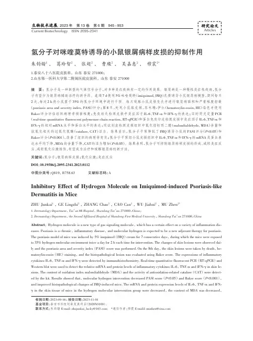 氢分子对咪喹莫特诱导的小鼠银屑病样皮损的抑制作用