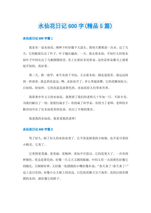 水仙花日记600字(精品5篇)