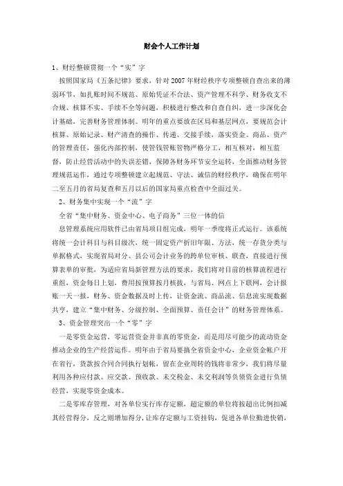 财会个人工作计划