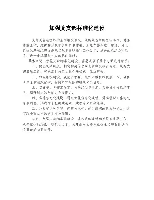 加强党支部标准化建设