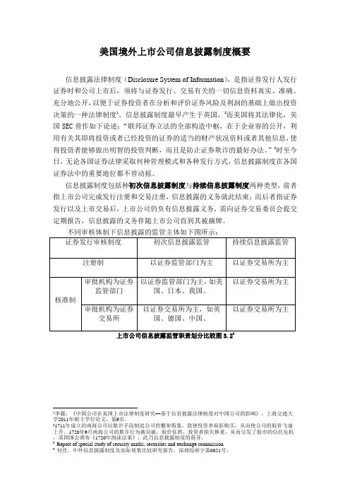 美国境外上市公司信息披露制度