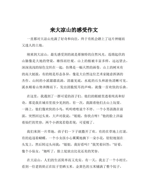 来大凉山的感受作文