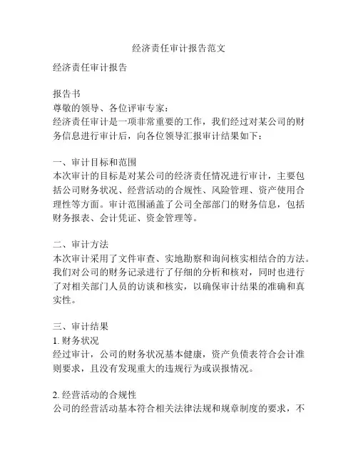经济责任审计报告范文