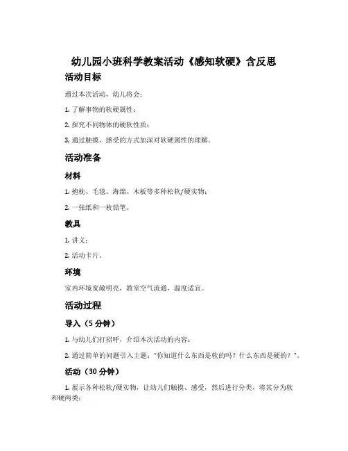 幼儿园小班科学教案活动《感知软硬》含反思