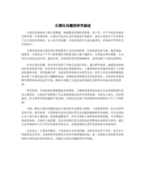 石漠化问题的研究综述