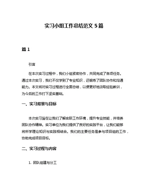 实习小组工作总结范文5篇