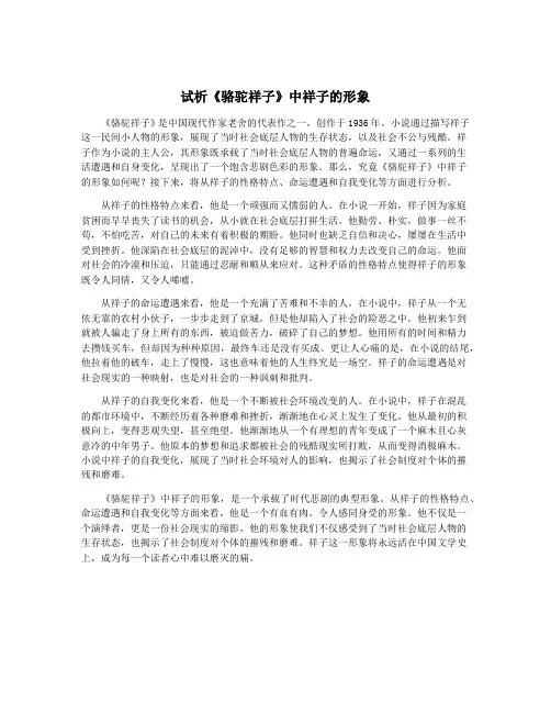 试析《骆驼祥子》中祥子的形象