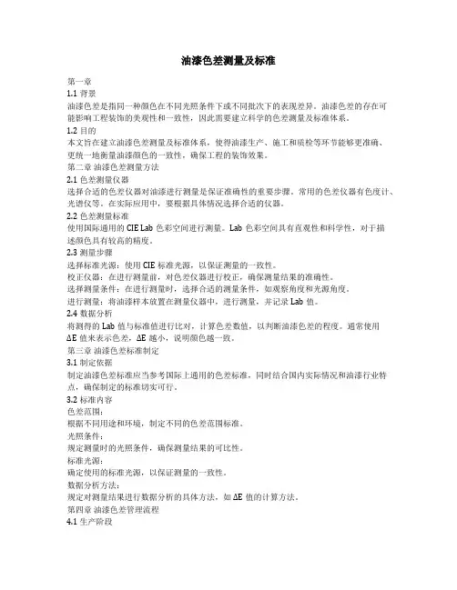 油漆色差测量及标准