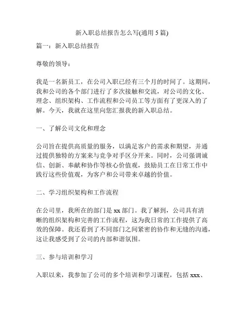 新入职总结报告怎么写(通用5篇)