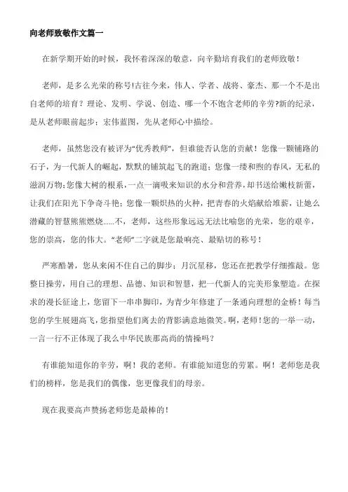 向老师致敬600字作文