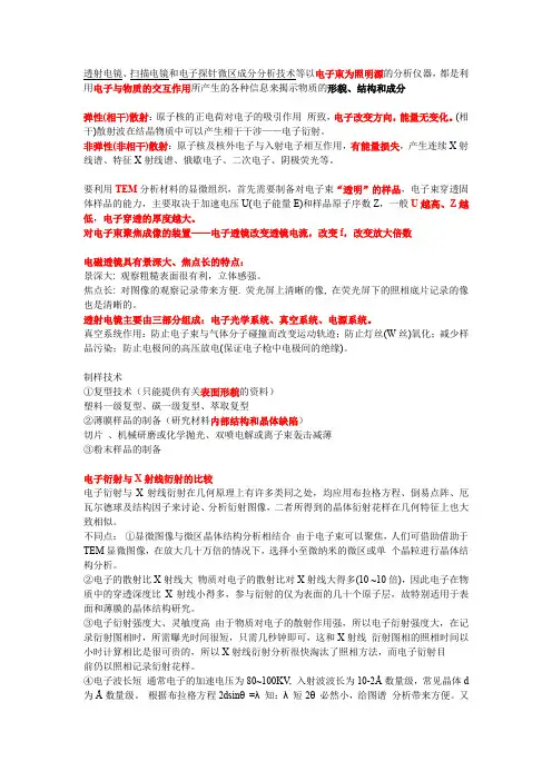 TEM,SEM,EDS,WDS 比较(word文档良心出品)