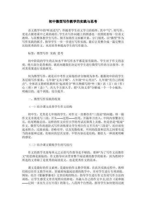 初中微型写作教学的实践与思考