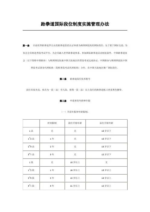 跆拳道国际段位制度实施管理办法