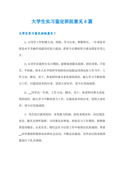 大学生实习鉴定班组意见6篇