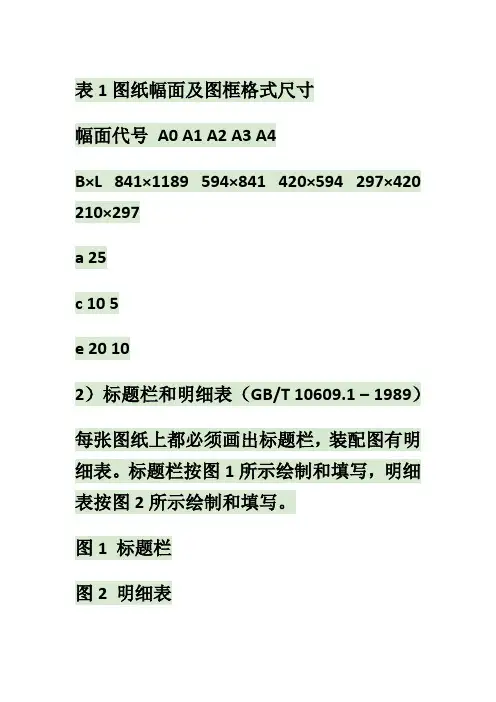 CAD图纸幅面及图框格式尺寸