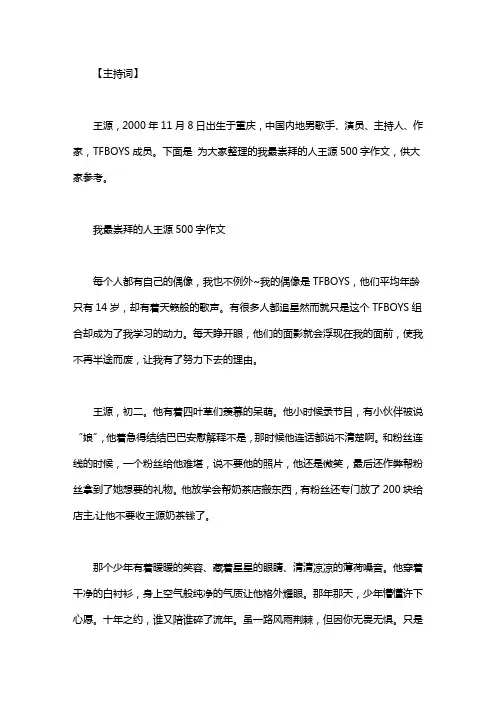 我最崇拜的人作文_我最崇拜的人王源500字作文