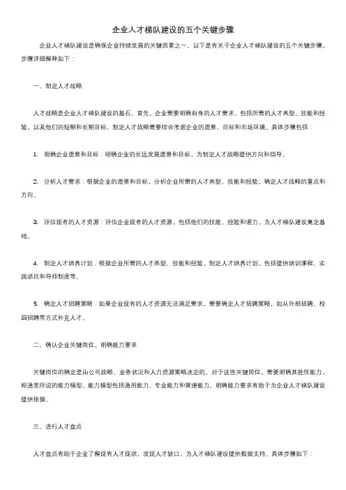 企业人才梯队建设的五个关键步骤