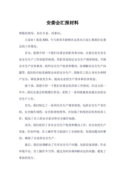 安委会 汇报材料