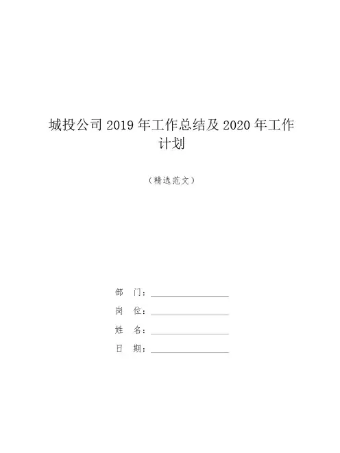 【范文】城投公司2019年工作总结及2020年工作计划