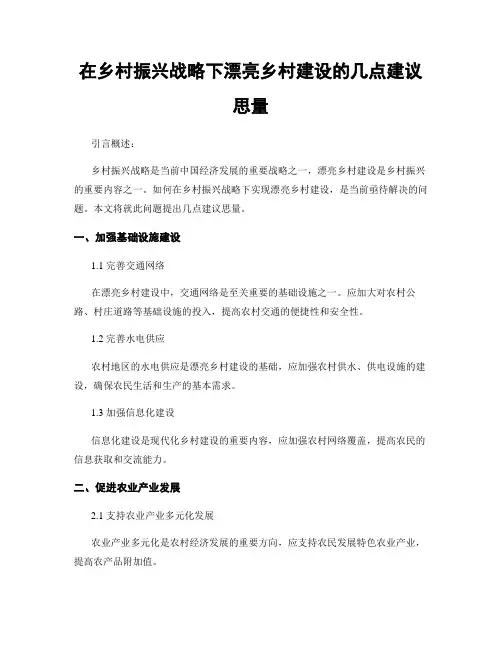 在乡村振兴战略下美丽乡村建设的几点建议思考